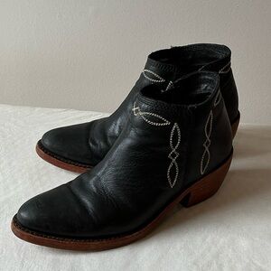 Black Leather Ankle Boots
